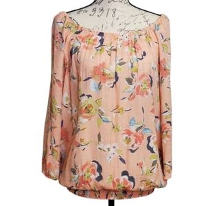 Hope & Harlow Floral Peach Women's Top On/Off Shoulder Size XL